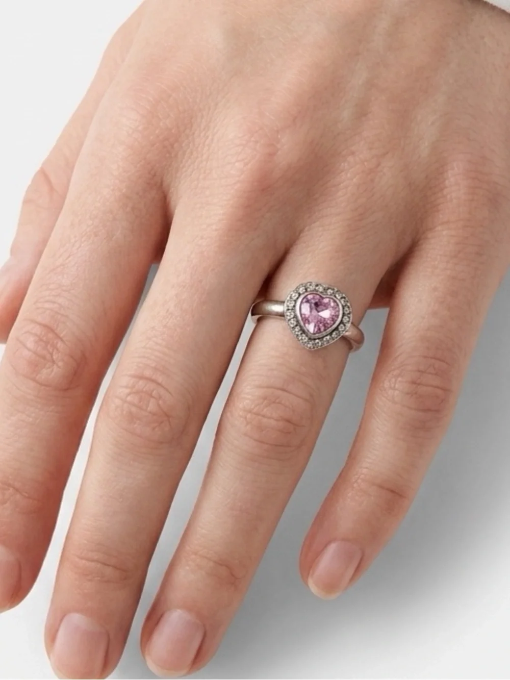 Brighton Romantica Stack Ring: Size: 7 silver Pink Stackable or wear alone